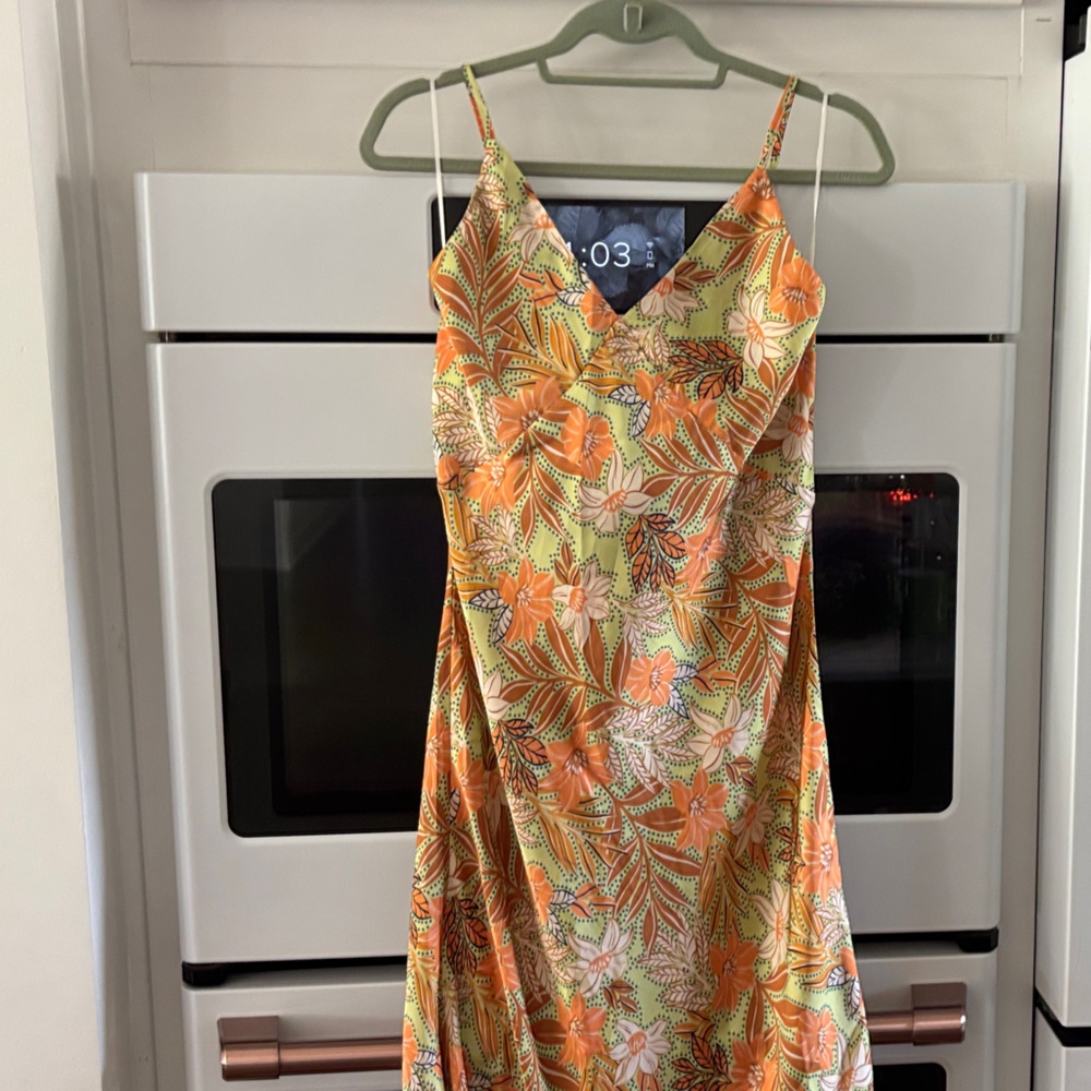 Vici Floral Orange and Green Dress